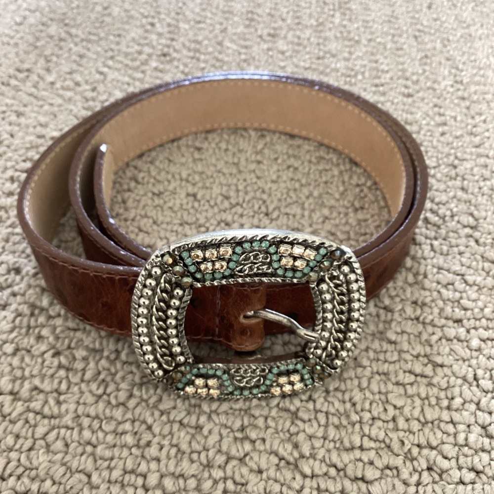 Leatherock Brown Leather Belt with Silver Buckle